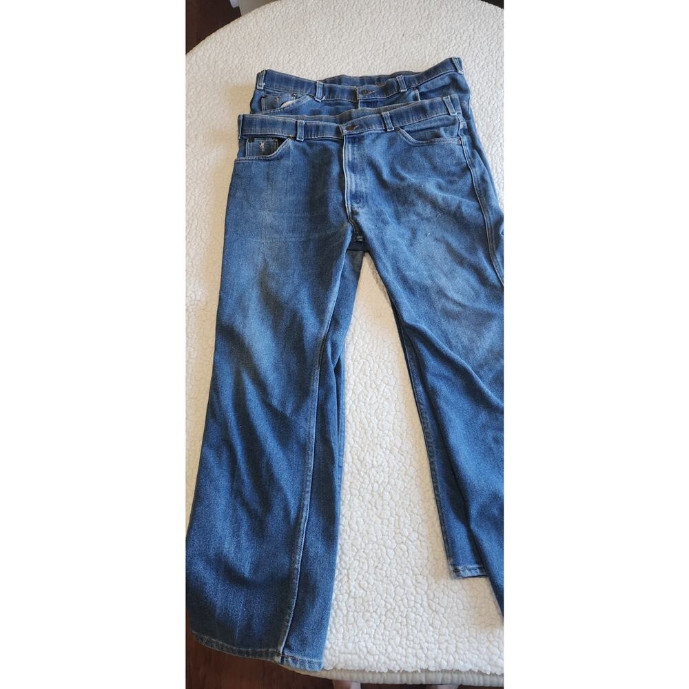 2 Pair OfVintage Levis Orange Tab Action Jeans Mens Blue Made in USA 70s 80s S38